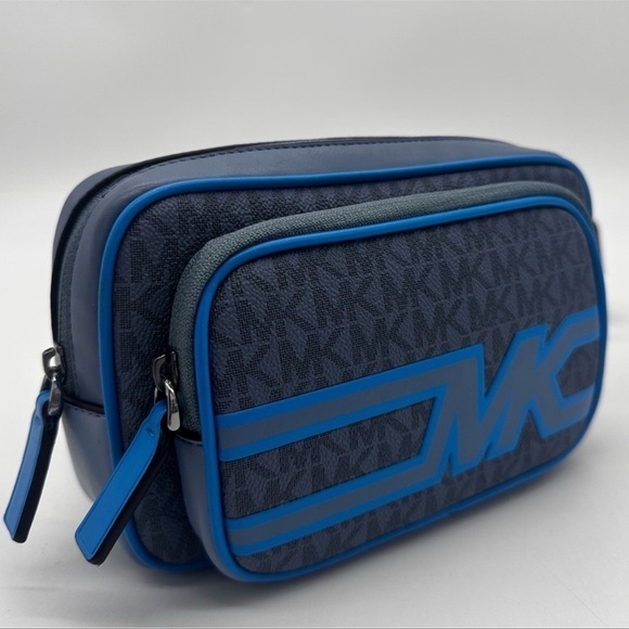 Michael Kors Cooper Double Zip Signature Belt Bag Blue - Picture 4 of 11